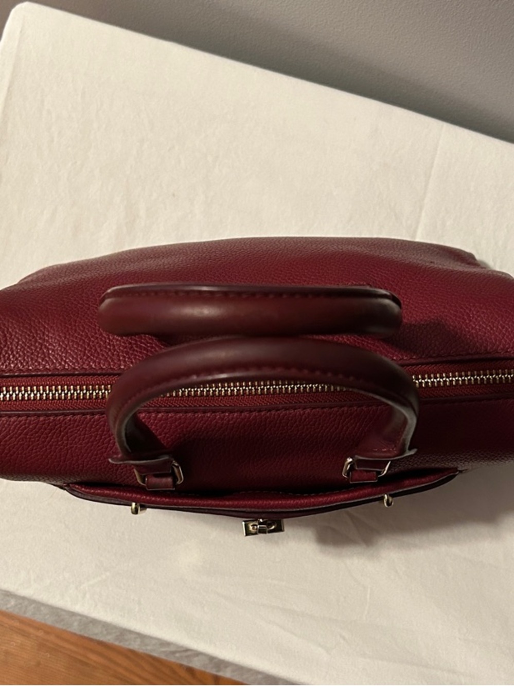 Tory Burch Burgundy Leather Satchel with Gold Hardware in EUC Retail $595 - Picture 4 of 14